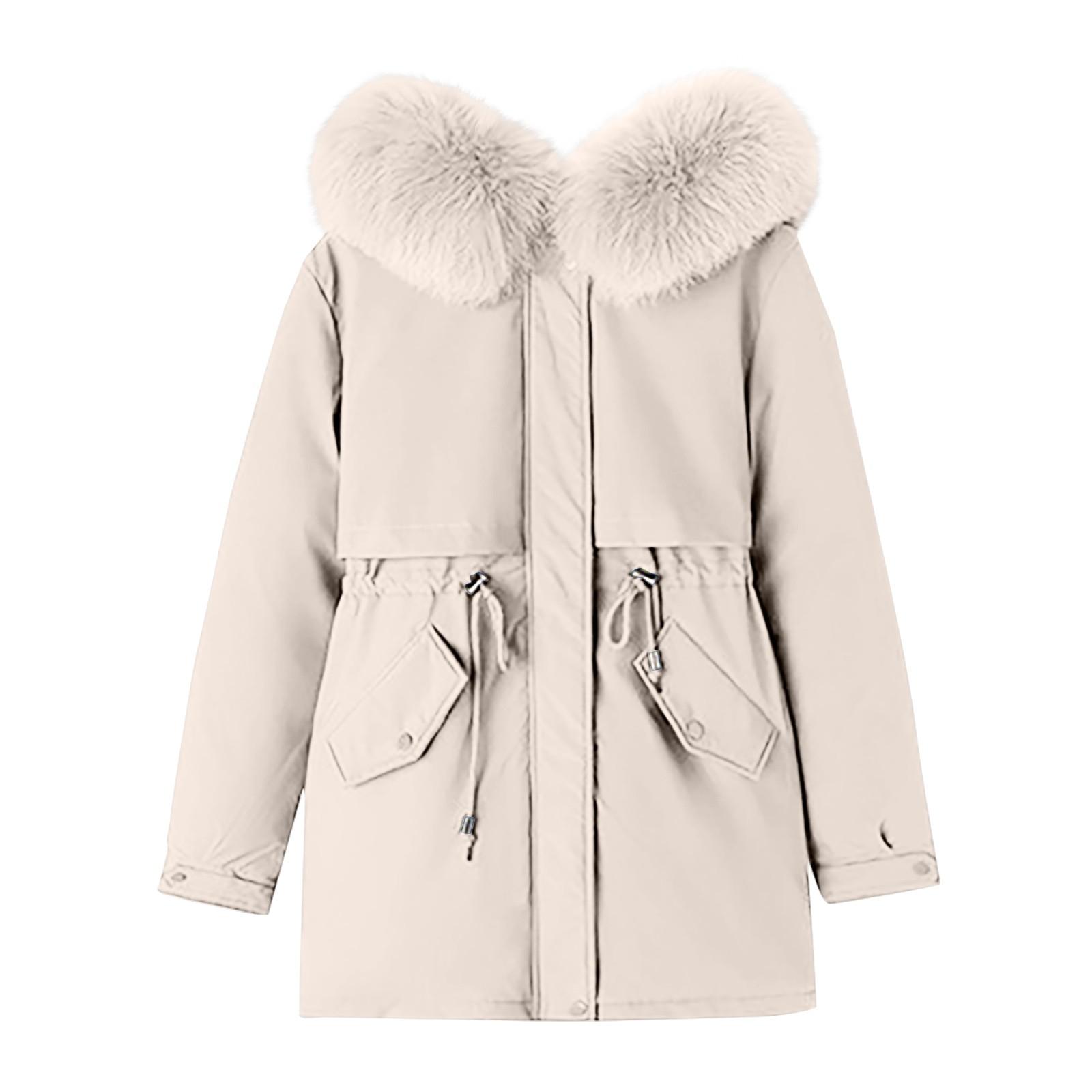 

Женская повседневная теплая универсальная куртка из утолщенного хлопка с большим воротником XL белый