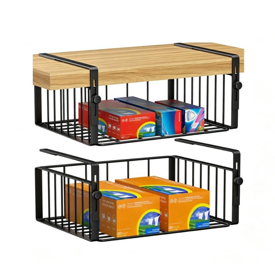 Kitchen Storage Adjustable Cabinet Under Shelf Storage Off Shelf Basket Multifunctional Creative Finishing Hanging Shelf