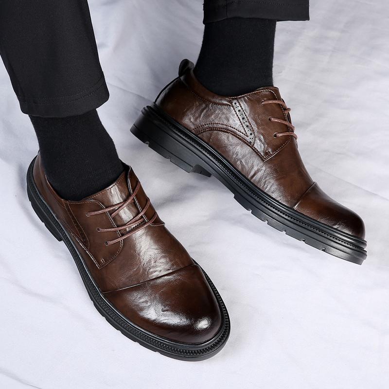 Fashion 2025 Spring High End Men's Casual Leather Business Office Shoes Designer Oxford Shoes Comfortable Soft Soled Fashion Flat Shoes