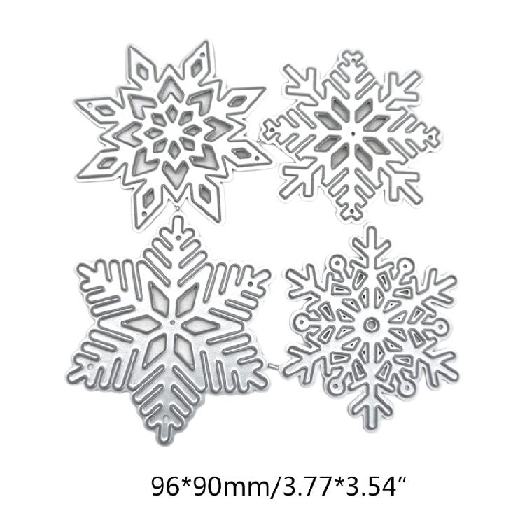 4 Pcs/Set Snowflakes Metal Cutting Die Snowflakes Embossing Script Die Stencils