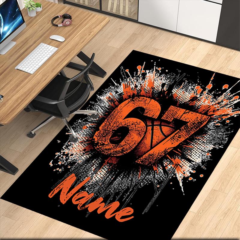 Custom Name Basketball Printed Carpet, for Office Chair Living Room Bedroom Kitchen Room Decor Gifts.
