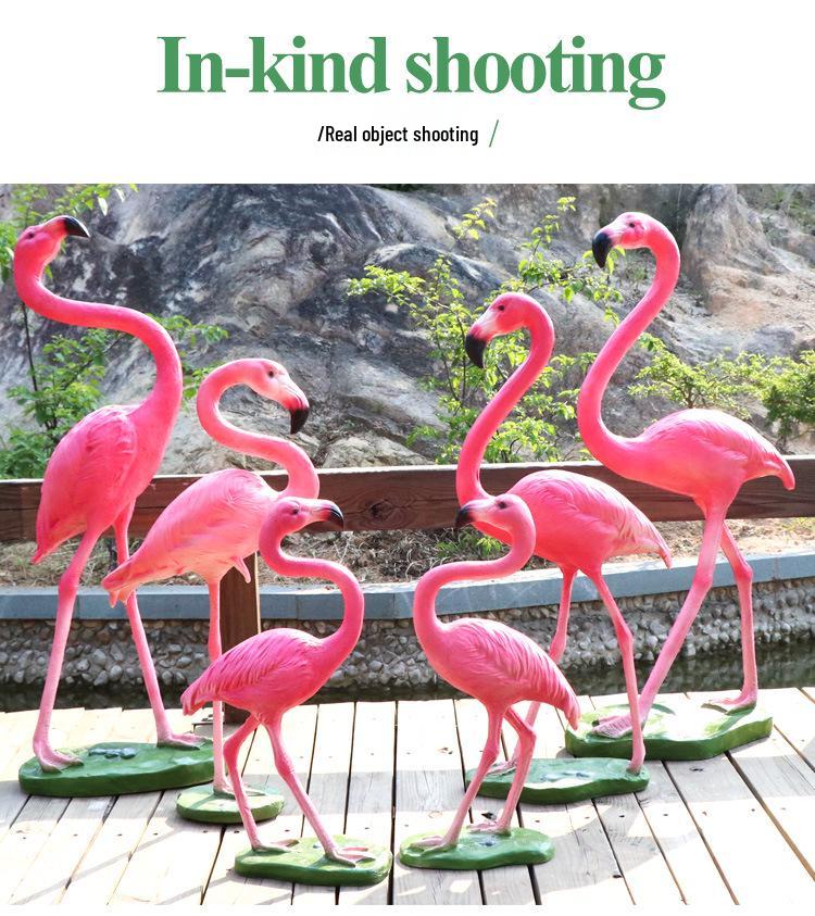 Fiberglass Flamingo Sculpture for Garden and Pond Decorations