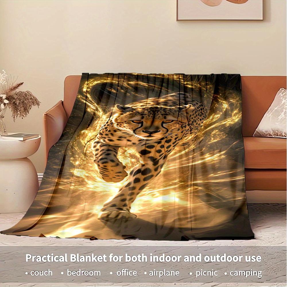 

1pc Cheetah,Speed,Wildlife Digital Print Flannel Blanket - Contemporary Style, Suitable for All Seasons, Perfect for Home, Travel, or Campin 150x180cm
