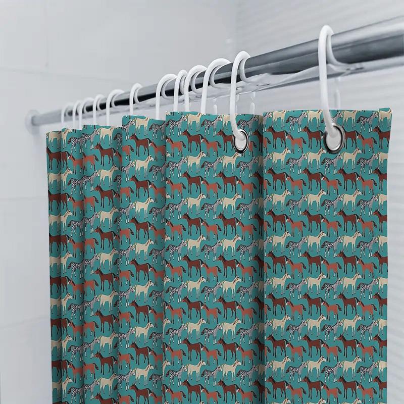 Horse Shower Curtain Set Waterproof Farmhouse Decor Stallion Pattern Bathroom Curtains Vintage Equestrian Art Home Decoration