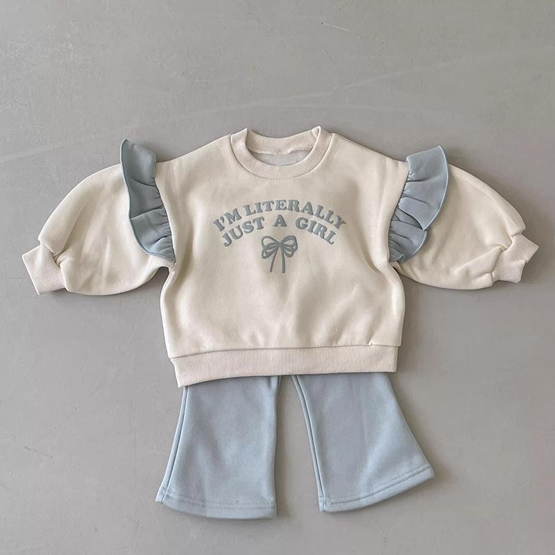 

Модный весенне-осенний комплект из двух предметов для девочек с кружевом, бантом и мультяшным принтом 100 cm