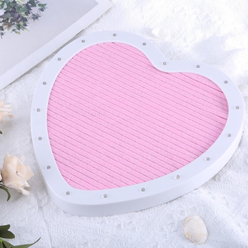 Heart Shaped Felt Letter Board Message Sign with LED Light and Changeable Letters and Stand for Party Table Decorations