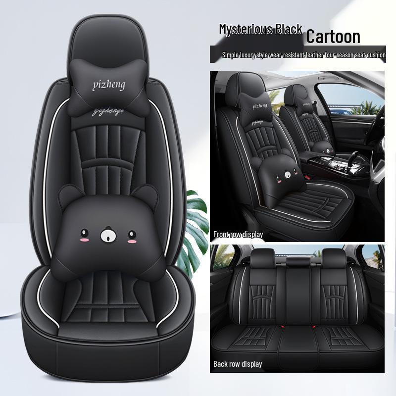 Universal All-Season Leather Car Seat Cover for Five-Seater Vehicles