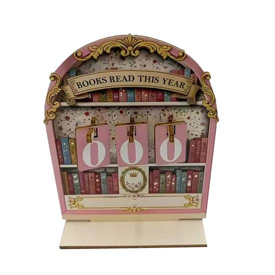 Book Read This Year Counter Track Up to 999 Book Wooden Annual Reading Goal Challenge Tracker with Number Signs Bookshelf Decoration Book Lovers Gift