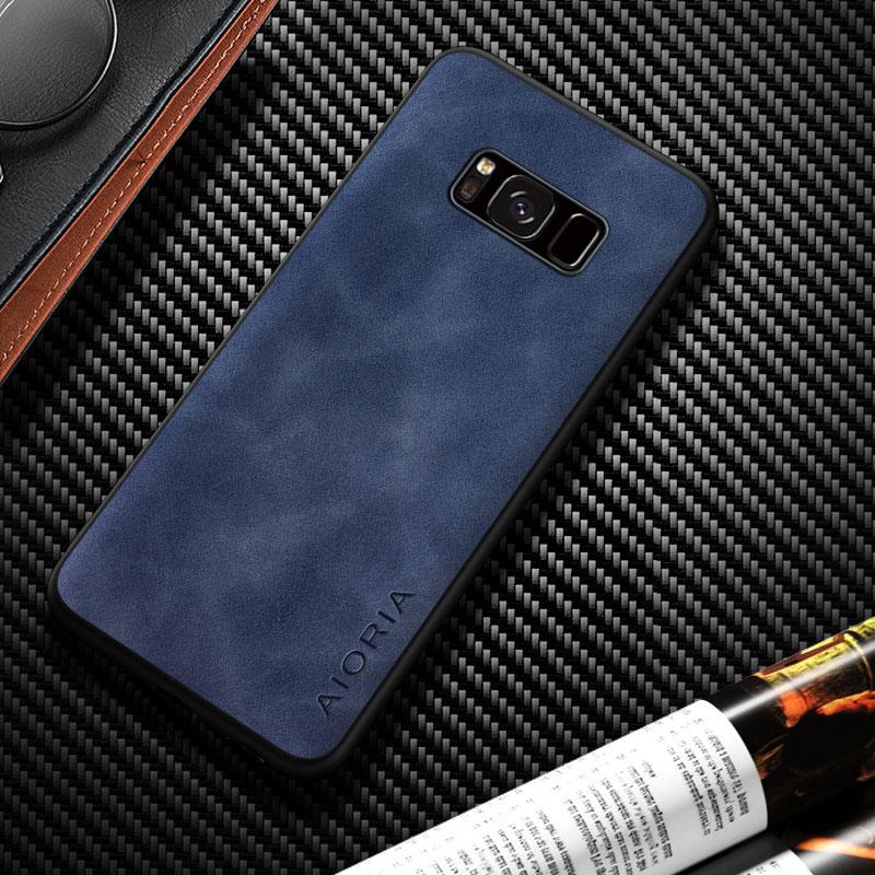 

Кожаный чехол для Samsung Galaxy S8 S9 Plus, прочный, шелковистый, устойчивый к отпечаткам пальцев, чехол для телефона S8 (G950) темно-синий