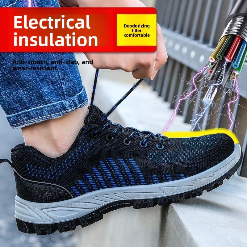 Men's Safety Shoes Anti Slip Working Shoes Breathe Waterproof Steel Toe Sneakers Anti Smashing Piercing Work Shoe Wear-resistant