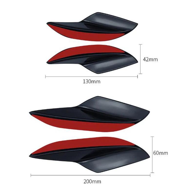 4Pcs Car Spoiler Canards Set Soft Decals Auto Collision Strip Carbon Fiber Pattern Front Bumper Lip Splitter Diffuser Spoiler