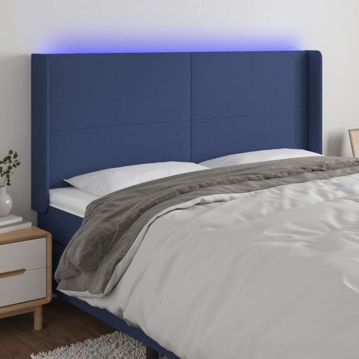 VidaXL Tête de Lit à LED Meuble de Chambre à Coucher Accessoire de Lit Double Tête de Cadre de Lit Intérieur Bleu 3123796