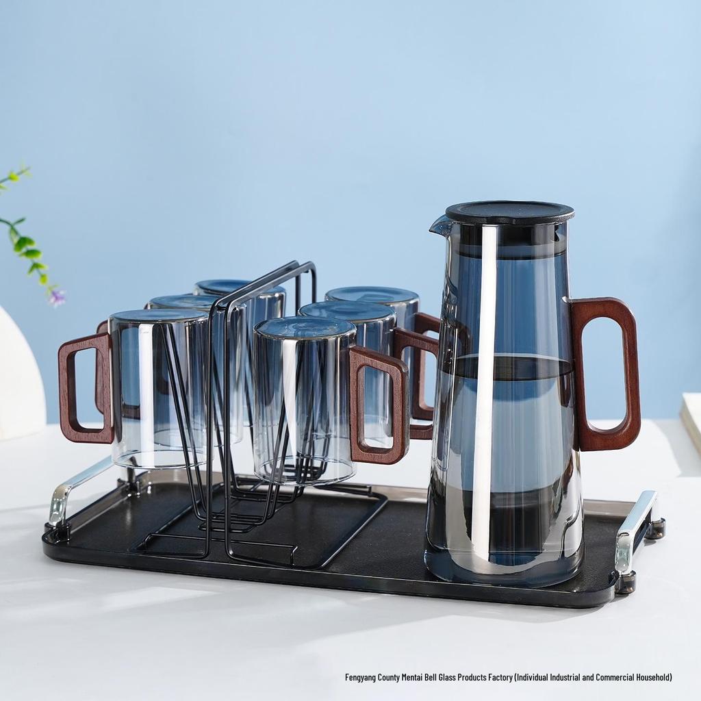 High Borosilicate Glass Cold Brew Kettle Set - Large Capacity, Heat Resistant, Household Pitcher & Cups
