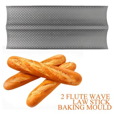 2-Rillen-Wellen-Backblech für französisches Brot, Karbonstahlform für Baguette-Backform