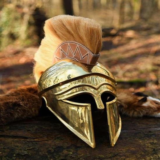 Italo-Corinthian Helmet with Plume, 1.3 Mm Brass Gold Finish