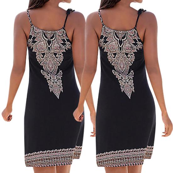 Dámské Sexy Mini Šaty na Tenká Ramínka Bez Rukávů S Odkrytou Zády Letní Plážové Šaty
