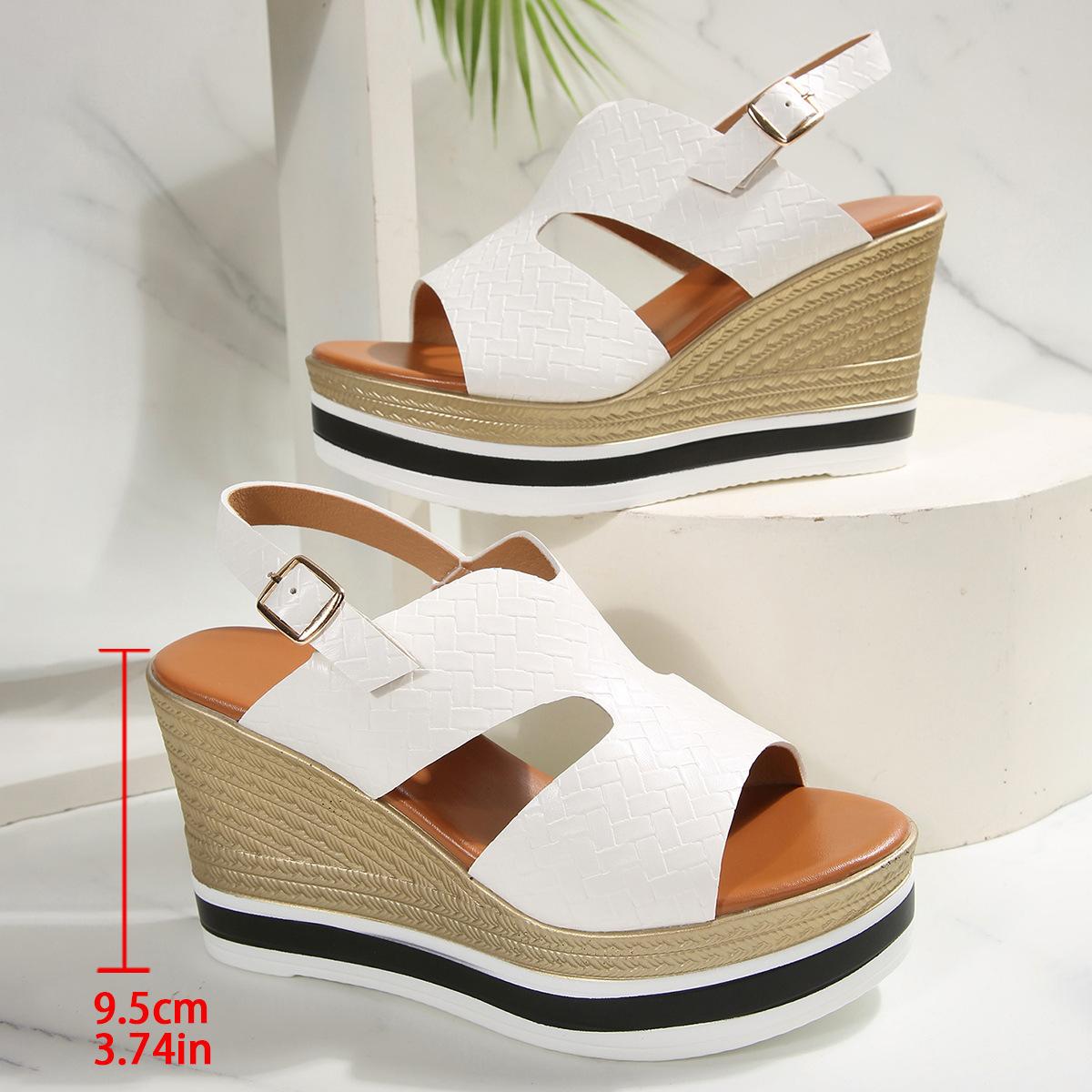 

Fashion Gold Silver Wedge Heels Sandals for Women Summer Chunky Platform Gladiator Shoes Woman Fashion Thick Bottom Back Strap Sandalias 36 белый