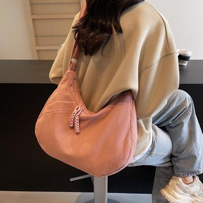 Hohe Kapazität Samt Pendeln Damen Taschen Herbst neue Mode einfarbig Schultertaschen vielseitig praktische Umhängetaschen