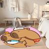 Capybara Round Floor Mat Suitable for Entryway Foyer Hallway Kitchen Antislip Round Carpet Decorate Offices Birthday Christmas Gift
