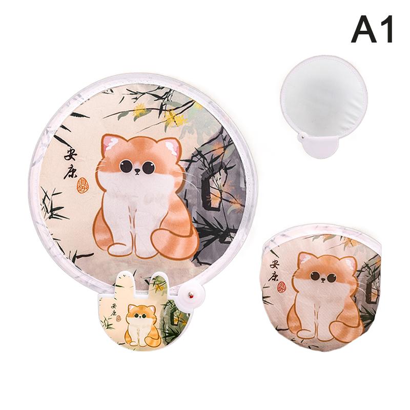 Portable Cartoon Folding Fan Kawaii Creative Foldable Fan Cool Summer Hand Fan Flying Disk Pocket Cloth Fan Gifts For Kids