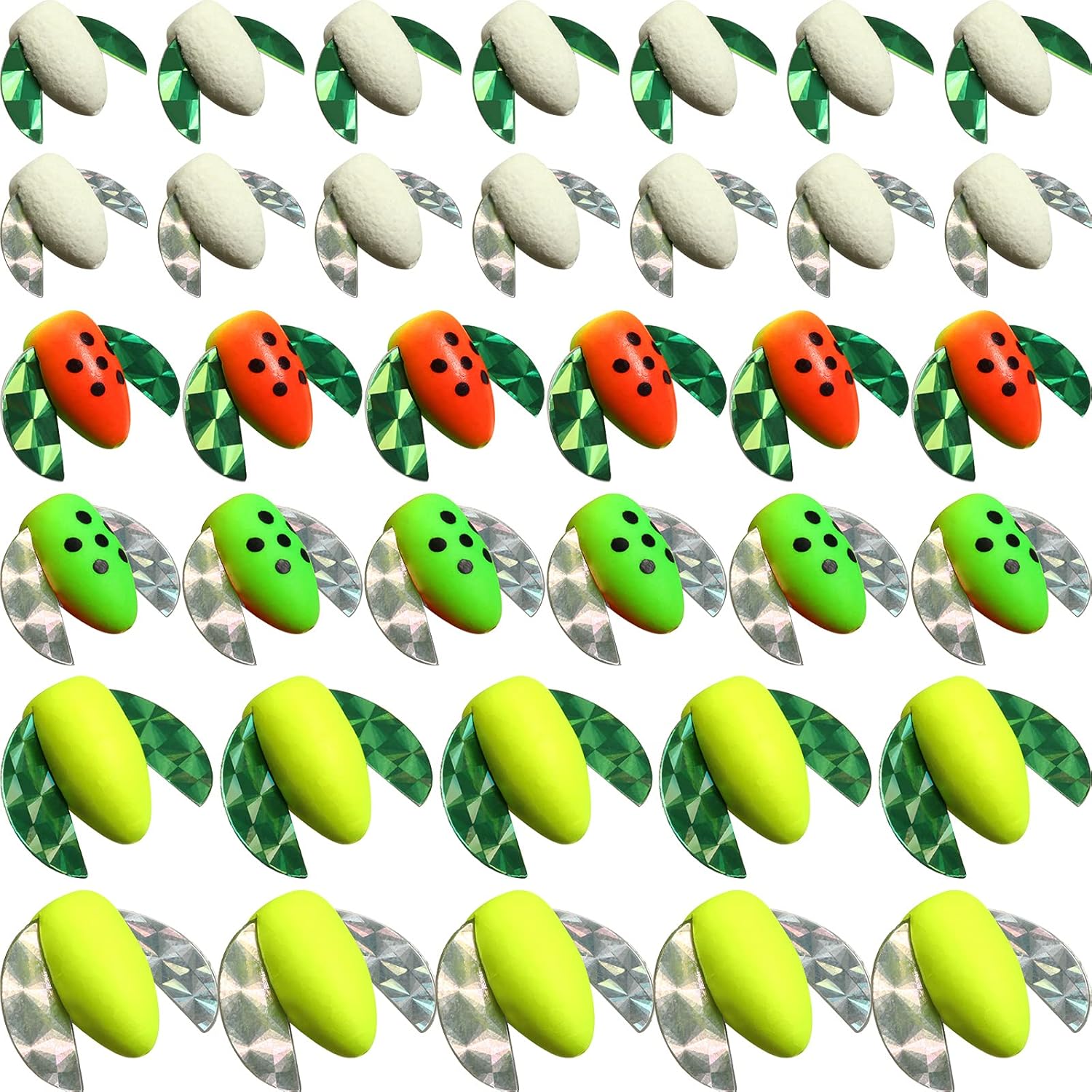 60 Pieces Foam Floats with Snell Floats Pompano Rigs Fishing Rig Floats Oval Spinner Rig Floats for Trout Catfish Walleye Bass (Fluorescent Green,