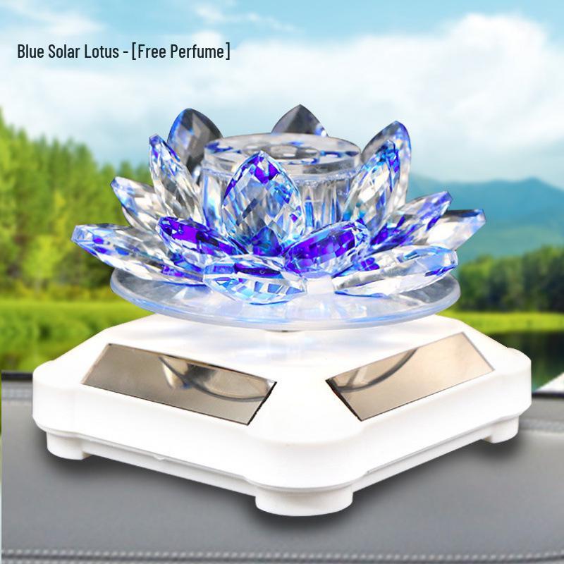 Lotus Guanyin Buddha Car Ornament with Crystal Perfume Base - Peaceful Interior Decoration