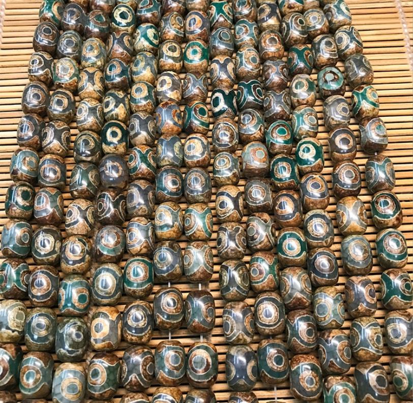 5Pcs Natural Stone Beads Vintage 3 Eyes DZI Agates Oval Loose Spacer Beads for Jewelry Making DIY Bracelet Necklace Accessories