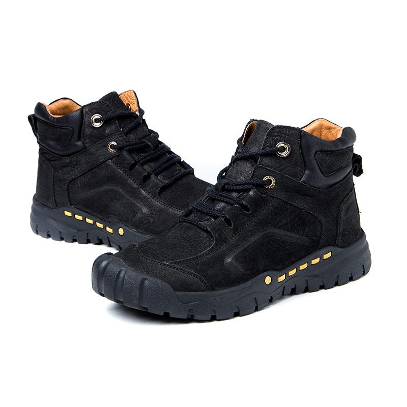 

Мужские высокие нескользящие походные ботинки для активного отдыха Зимние высокие ботинки из натуральной кожи для снега Теплые бархатные хлопковые ботинки 44