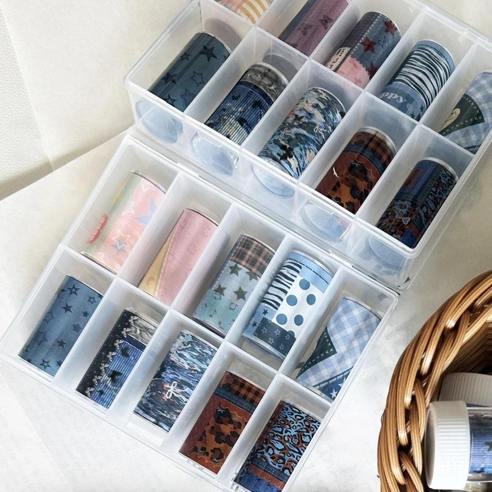 10 Rotoli Pellicole Colorate per Unghie Carta Transfer Scacchi Leopardo Adesivi Nail Art Set Manicure Effetto Jeans DIY Nastro Decalcomania