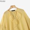 ZANZEA Blusa Elegante da Donna Casual con Scollo a V, Strati, Maniche a Svasatura, Semitrasparente, Larga