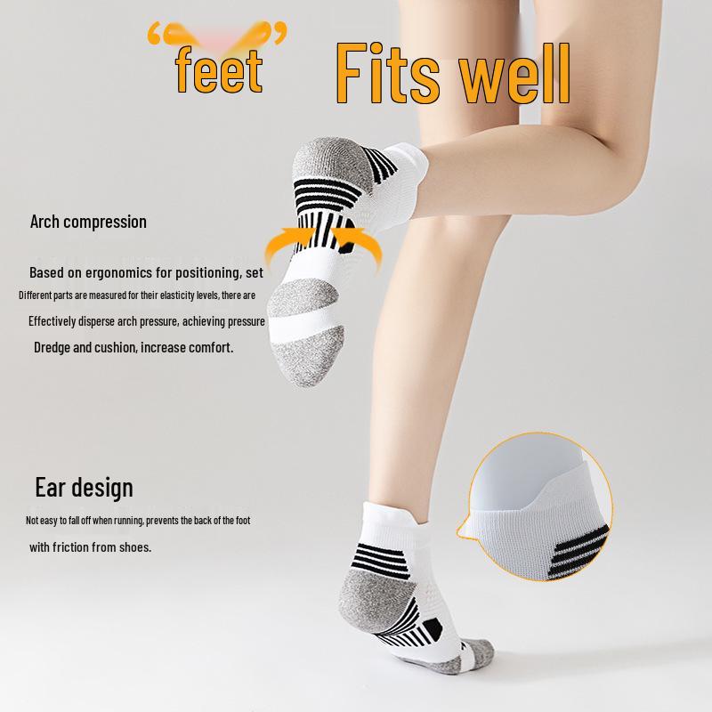 Men's Thickened Non-Slip Athletic Socks for Running, Short Fitness, and Badminton