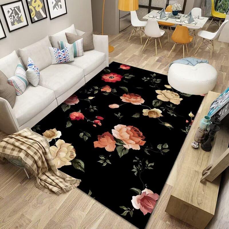 3D Flowers Carpet for Living Room  Nordic Room Decoration Home Mats Antiskid Easy Cleaning Bedroom Floor Entrance Kitchen Rug