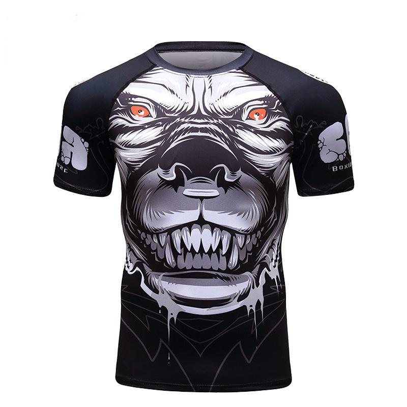 Men's 3D Digital Animal 3D Printed Quick Drying Short Sleeve T-shirt Sports Tight Fit Casual Shirt Large Size for Autumn
