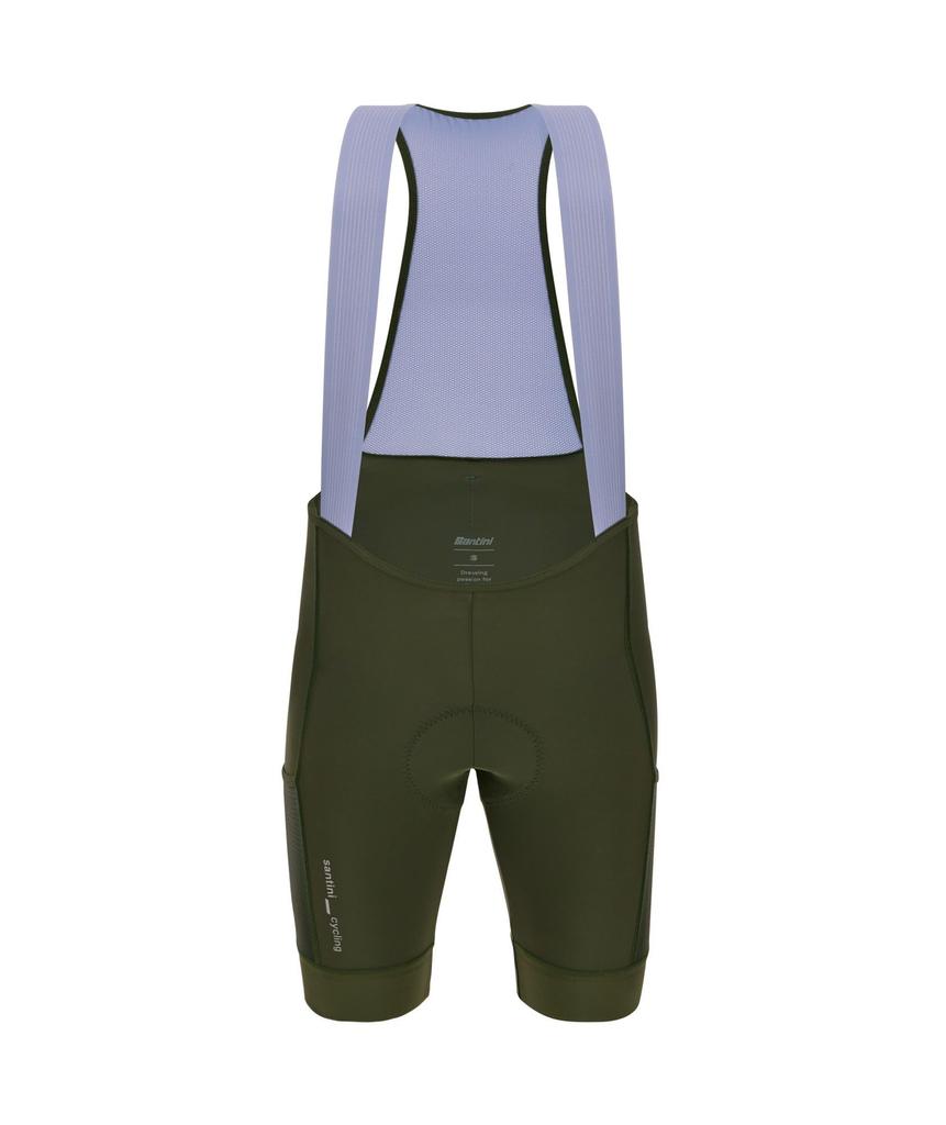 Santini CARGO Cycling Bib Designed for Long Distances and with a C3W Seat Elastic Mesh and Side Military Green 5S1062C3WCARGO Women's Shorts, Off-road