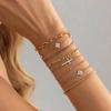 Salircon 8 Pcs/Set Luxury Gold Color Inlaid Rhinestones Link Chain Bracelet for Women Bohemian Cross Bangle Daily Charm Jewelry