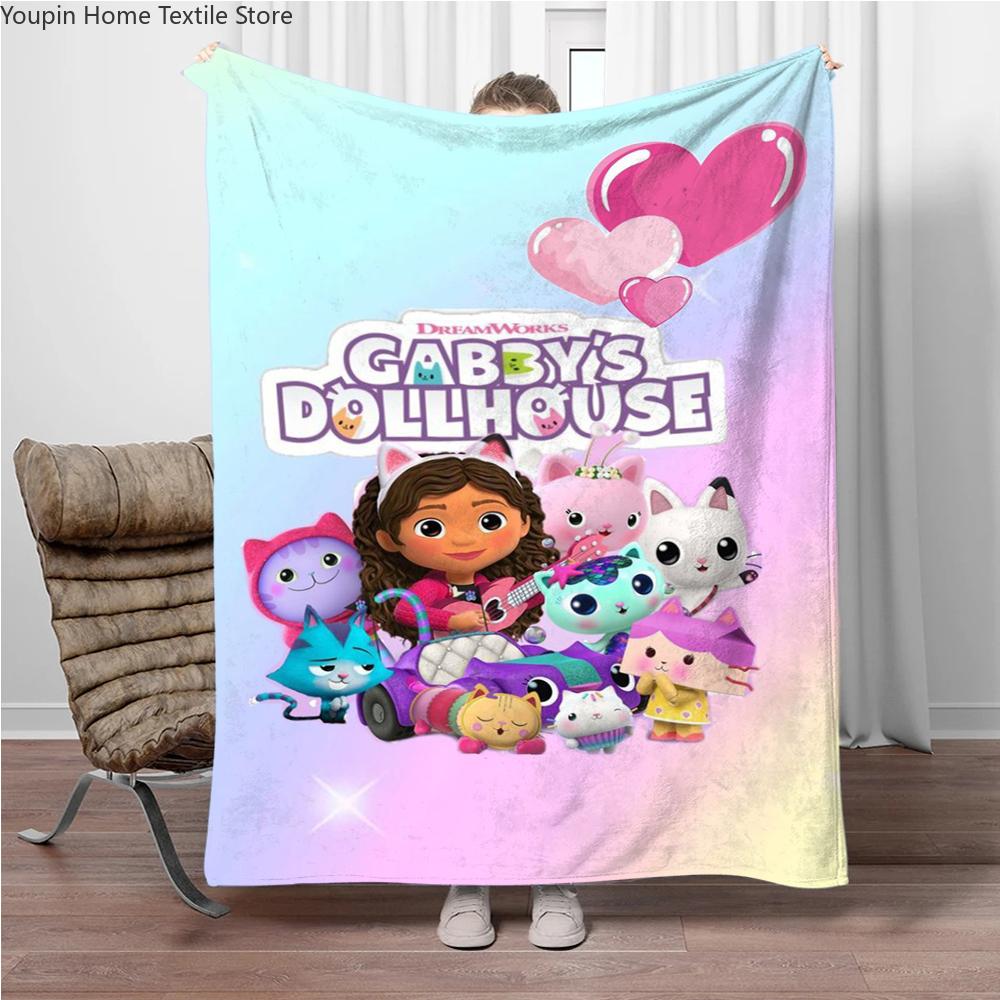 Cartoon G-Gabbys-Dollhouse Soft Flannel Blankets Keep Warm Throw Blanket Comfortable Blanket for Picnic Beds Sofa Home Bedroom