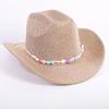 Popular European and American classic western denim straw hat, men's and women's fashion outdoor sunscreen sequined straw hat