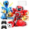 Remote Controlled Robot Fight, Pack of 2 RC Combat Robot Toys with LED Light and Music, Remote Controlled Football Box Robot, Gifts for Boys Girls