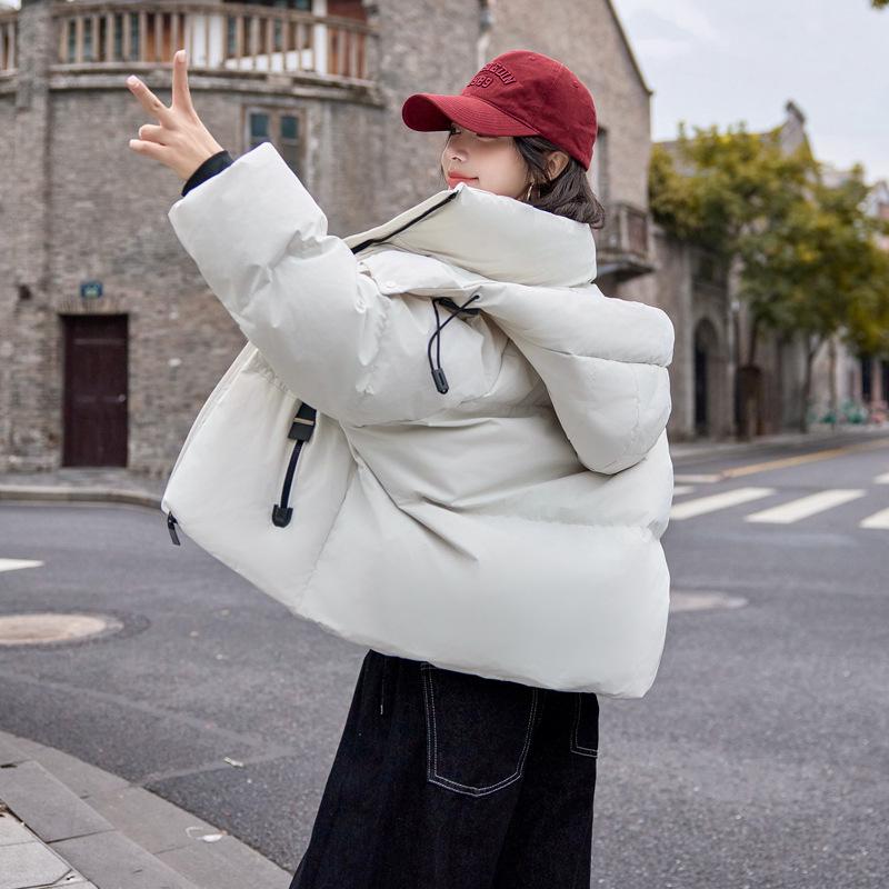 

Women s Korean Style Loose Hooded Down Jacket - Winter 90 White Duck Down Outerwear S (90-115 Jin) сірий колір