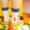 3-Color Smile Embroidered Socks - White and Yellow
