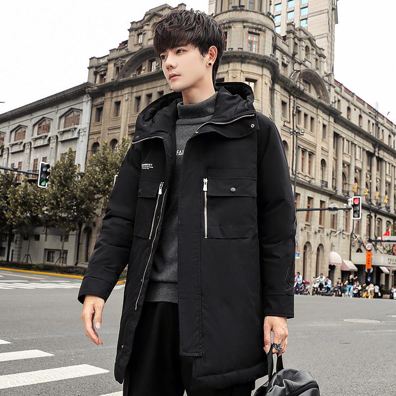 2025 Herren Mittellange Verdickte Warme Daunenjacke für Schüler und Oberstufenschüler