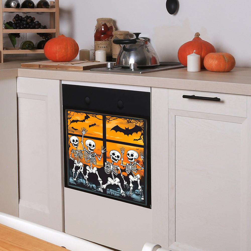 Halloween Sun Setting Skull Bat Celebrations Glass Cabinets Home Stickers Decor