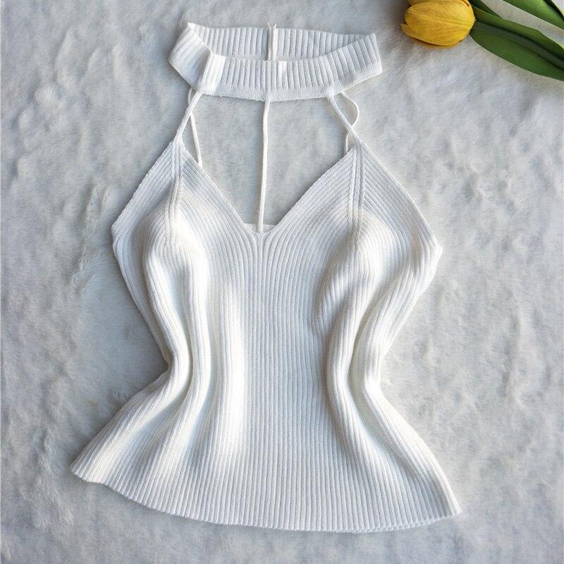 

Летний женский сексуальный укороченный топ с вырезом через шею и открытой спиной, короткий жилет, вязаный дышащий женский топ без рукавов без бретелек One Size