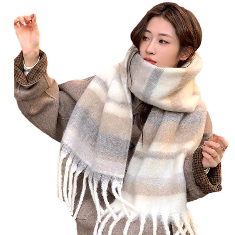 Thick Brushed Korean Style Gentle Dopamine Scarf for Women Winter Advanced Lengthened All Match Scarf Shawl Ethnic Warmth
