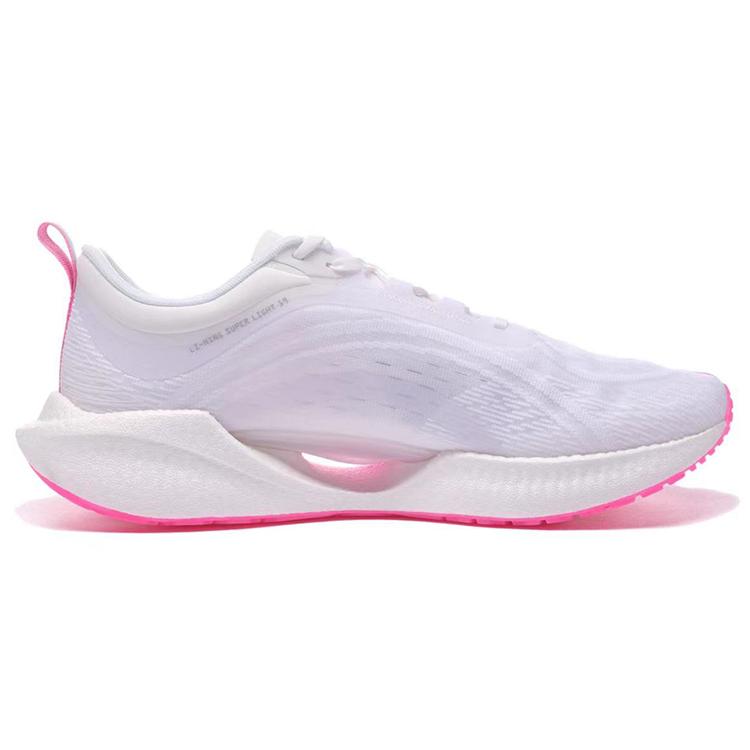 Li Ning Super Light 19 Low Top Running Shoes Men's White Pink Cherry Blossom Limited Edition ARBS001-33