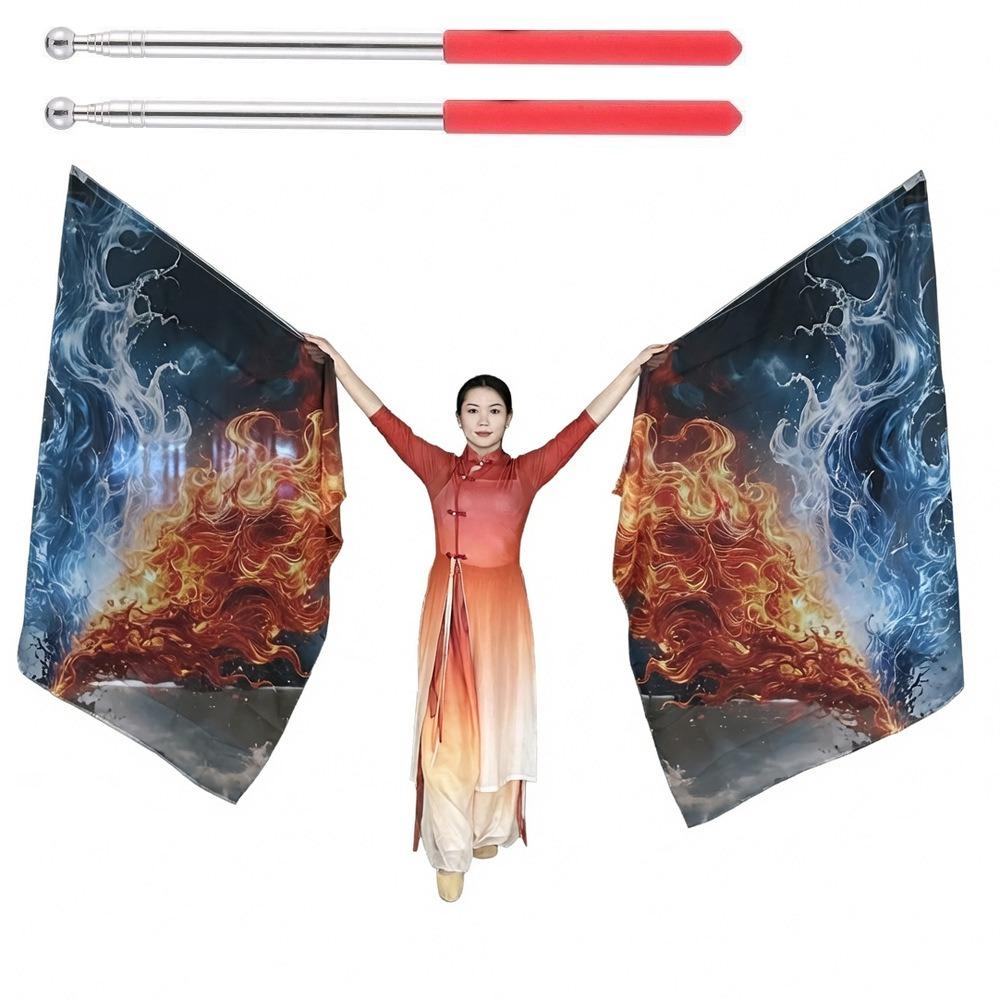 

with Telescopic Sticks Rectangle Flags Multicolor Dance Props Dance Performance