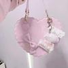 Sacs à main Lolita Cœur en PU Filles Nœuds Décoration Sacs à bandoulière japonais Deux tailles Portefeuilles Coquille Kawaii Sac bandoulière Rose Mignon Cadeaux