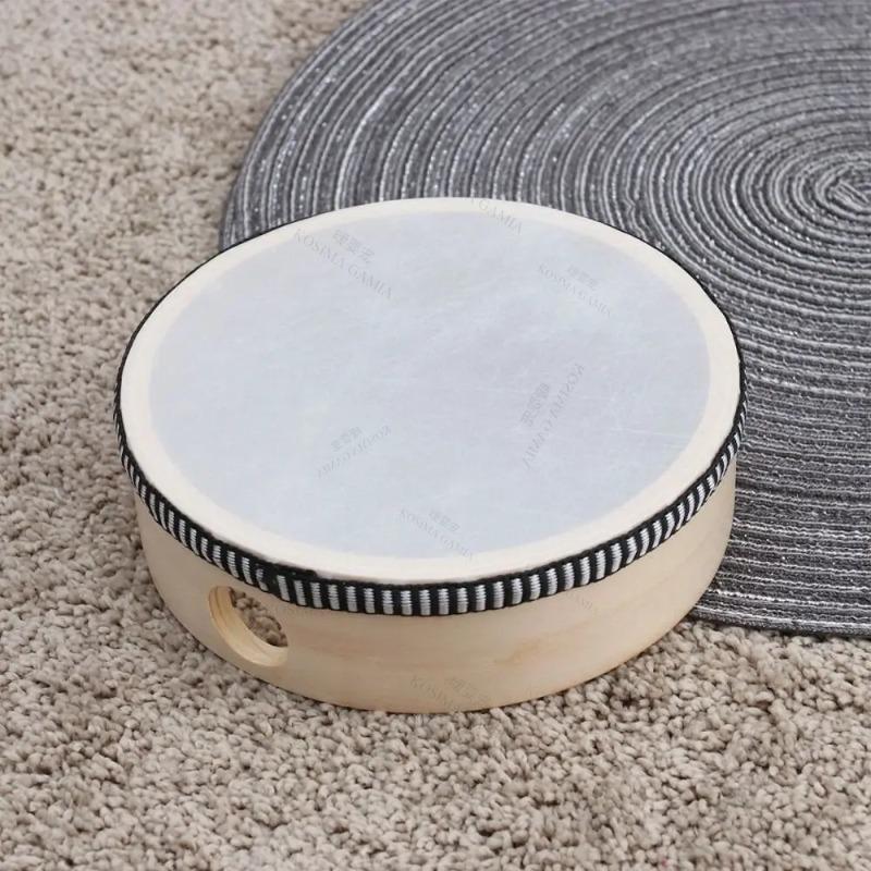 Gift For Kids Toddlers 4/6In Wooden Hand Drum Handheld Wood Frame Musical Instrument Toy Safe Non-Toxic Educational Lightweight