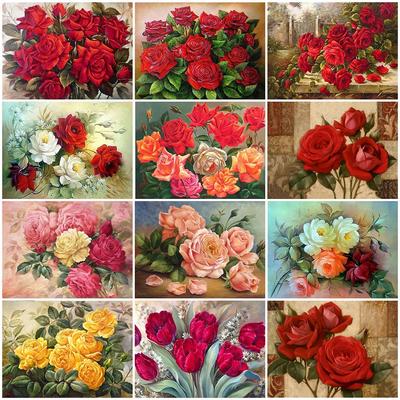 Diamond Painting Flower 5D DIY Diamond Embroidery Rose Rhinestone Picture Cross Stitch Kit Full Round Decor For Home