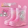 Sanrio Kids Waterproof Girls' Winter Rain Boots with Fleece Lining, Non-Slip Outdoor Rubber Boots